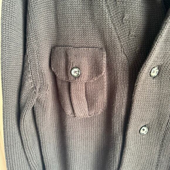 Leonard Frisbie Peru 100% PIMA Cotton Black Knit Casual Button Down Cardigan M - Picture 8 of 12